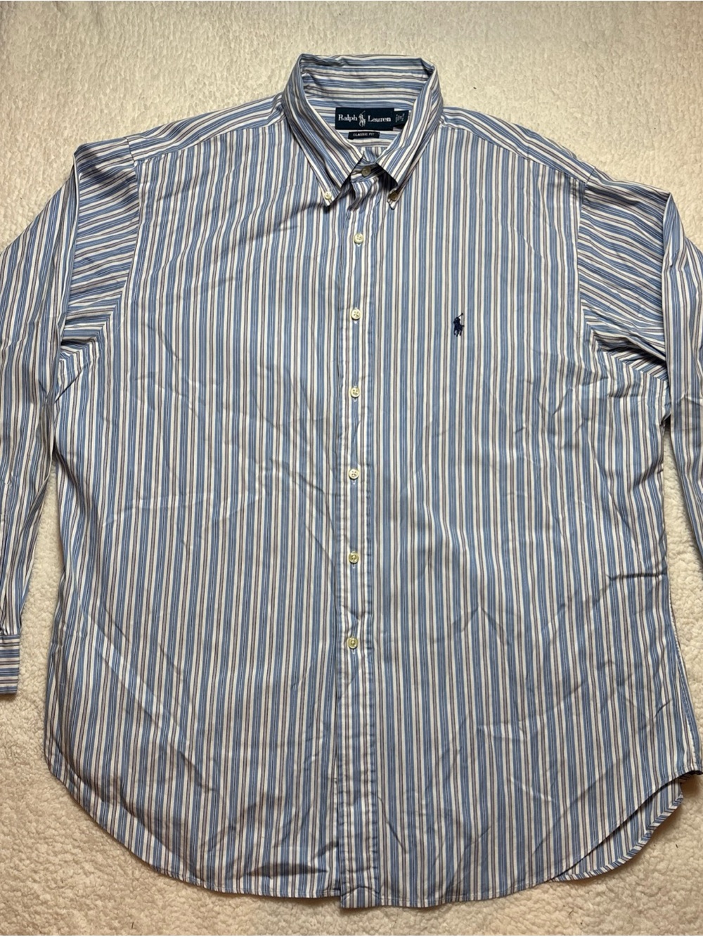 Ralph Lauren Dress Shirt Mens XXL Size 18 Stripe Button Down Classic Preppy